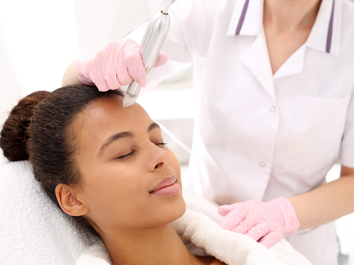 Woman receiving a skin treatment