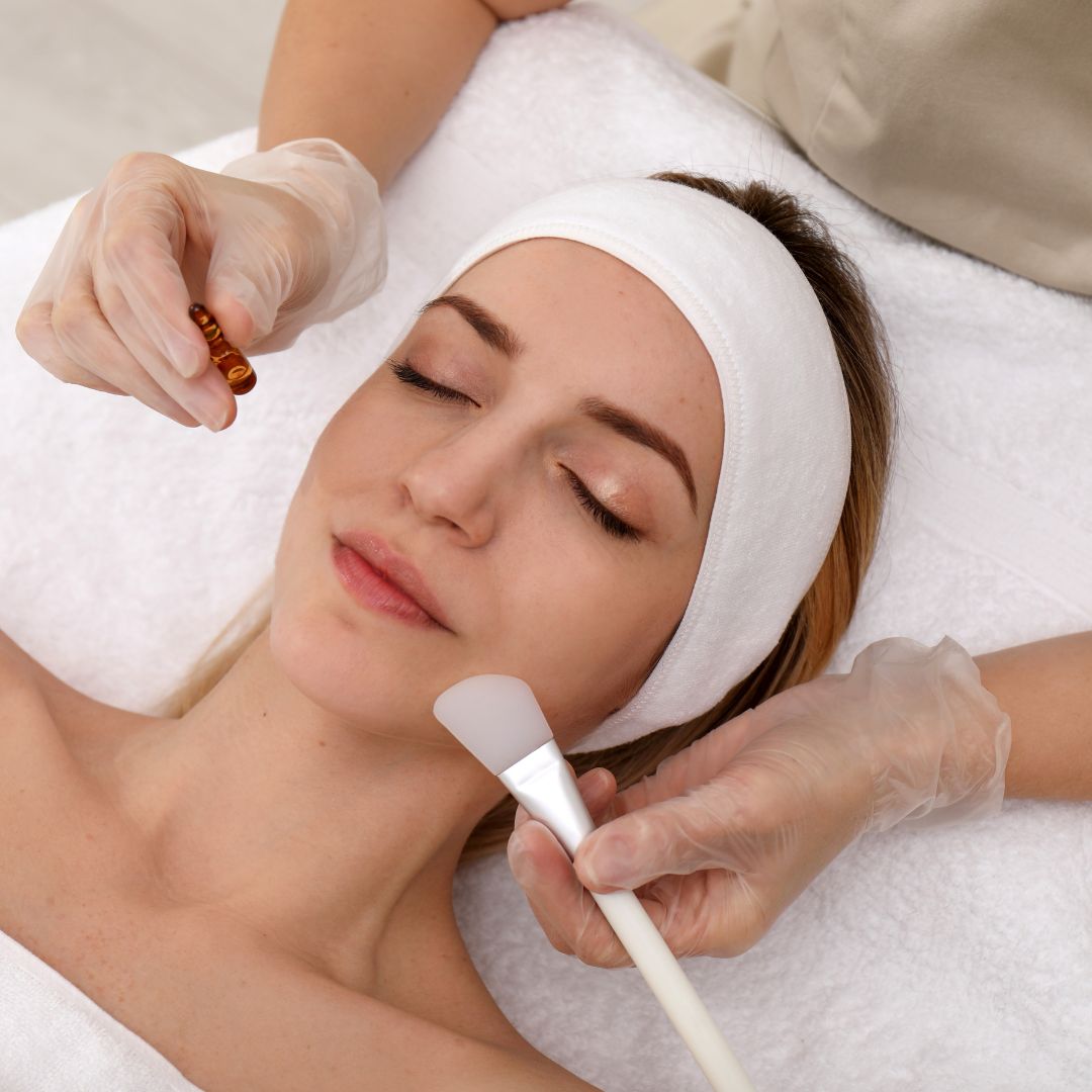 woman getting face peel