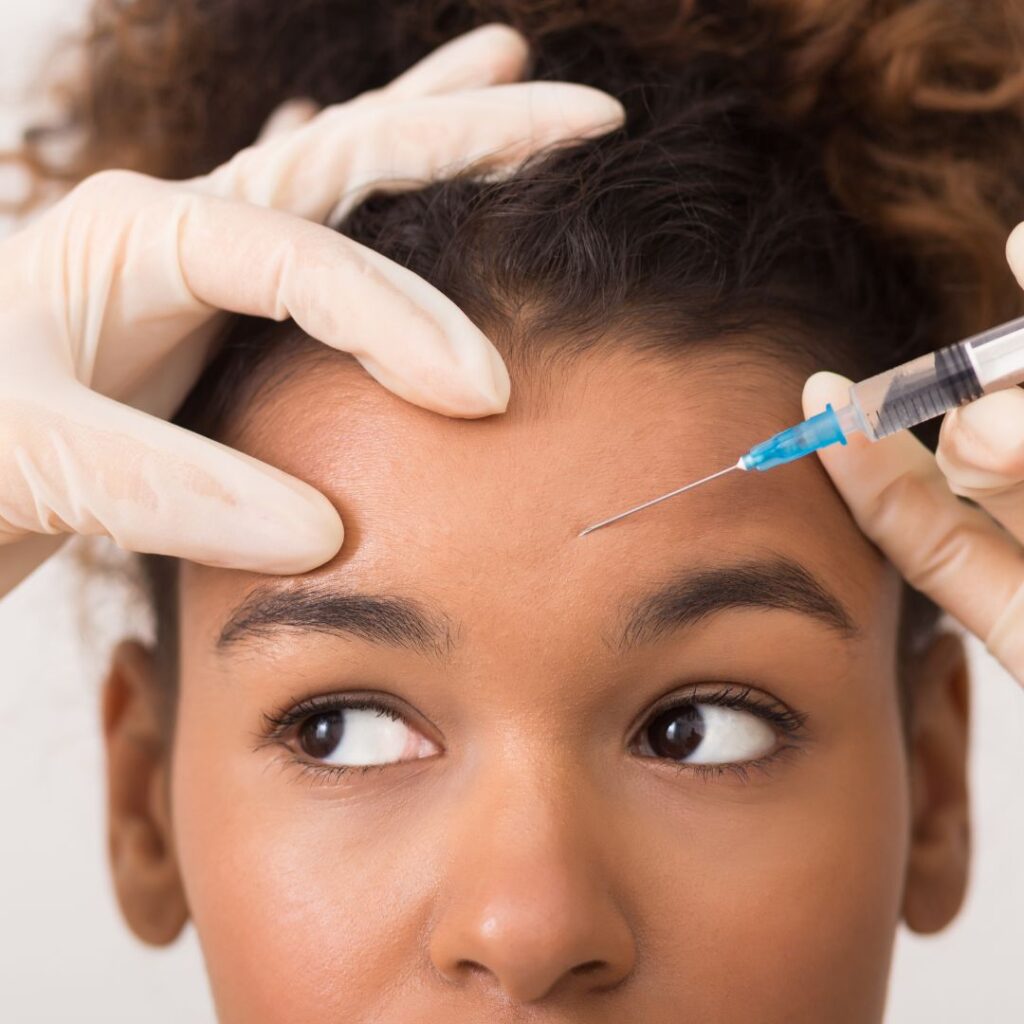 Botox treatment on forehead