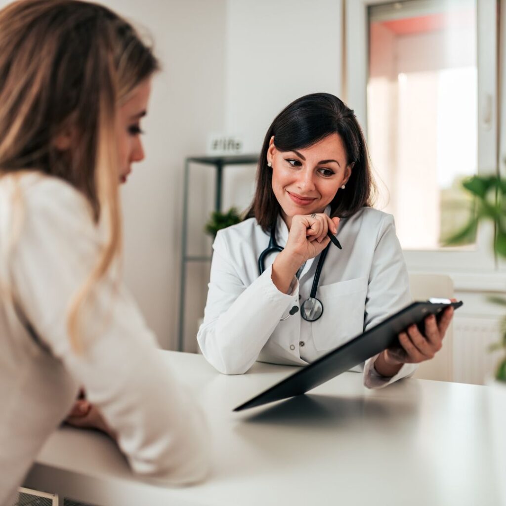 patient consultation with cosmetic surgeon