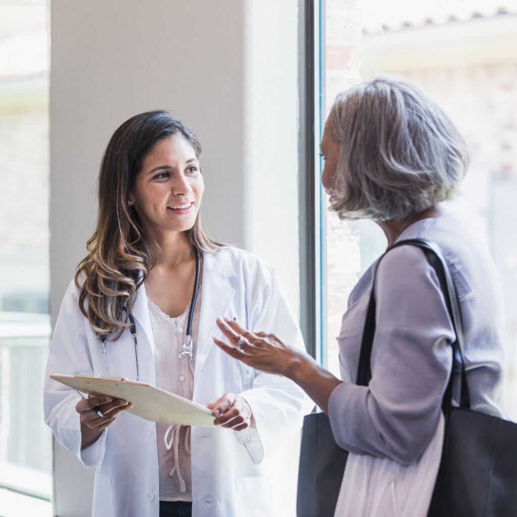 patient asking questions to cosmetic surgeon