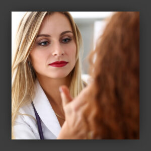 Medical professional working with a patient